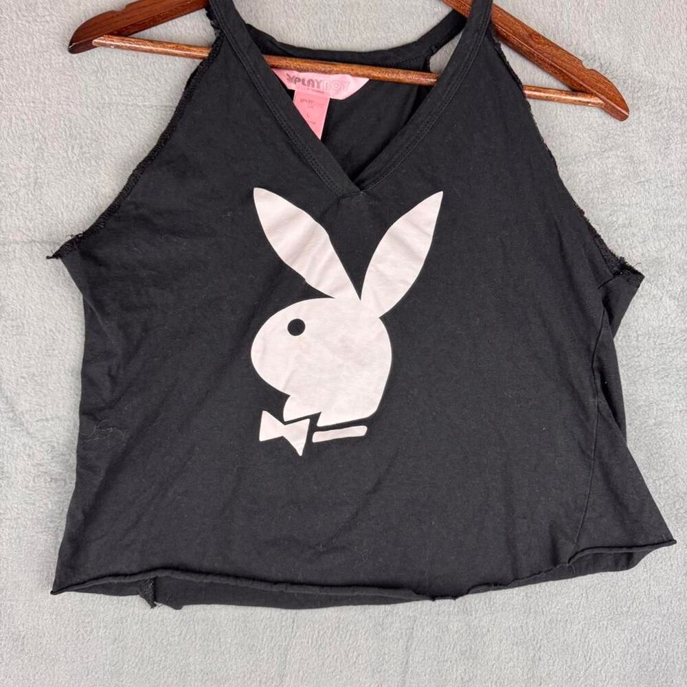 Playboy Women's Grey and Black Crop-top